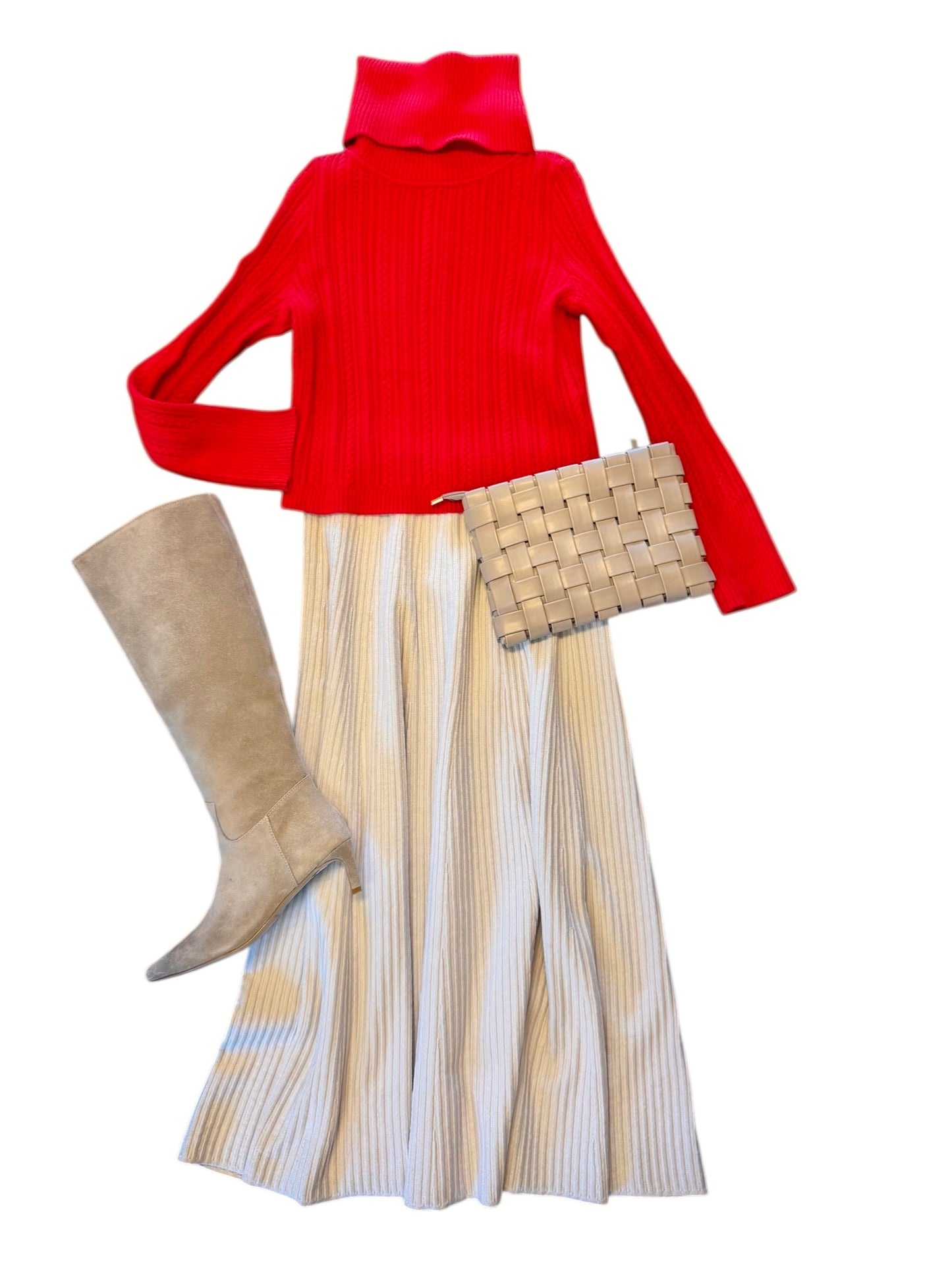 Perrie Turtleneck Cropped Sweater in red