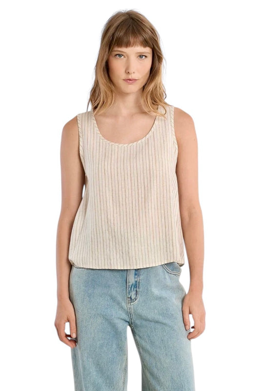 Striped Tank Top in beige by Molly Bracken