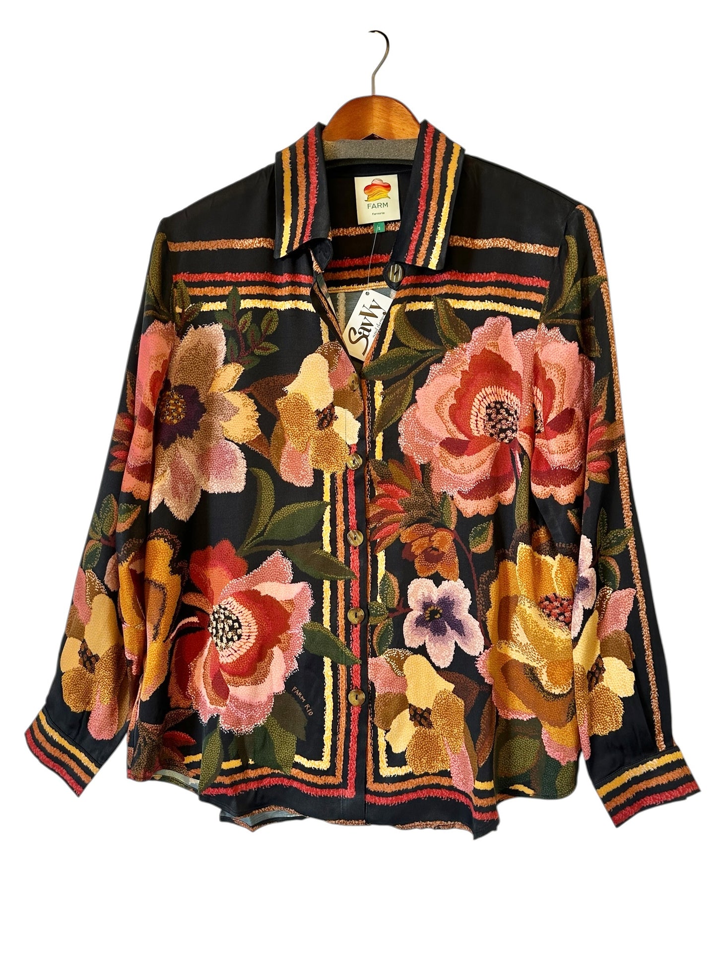 Chenille Flowers Blouse in black by Farm Rio