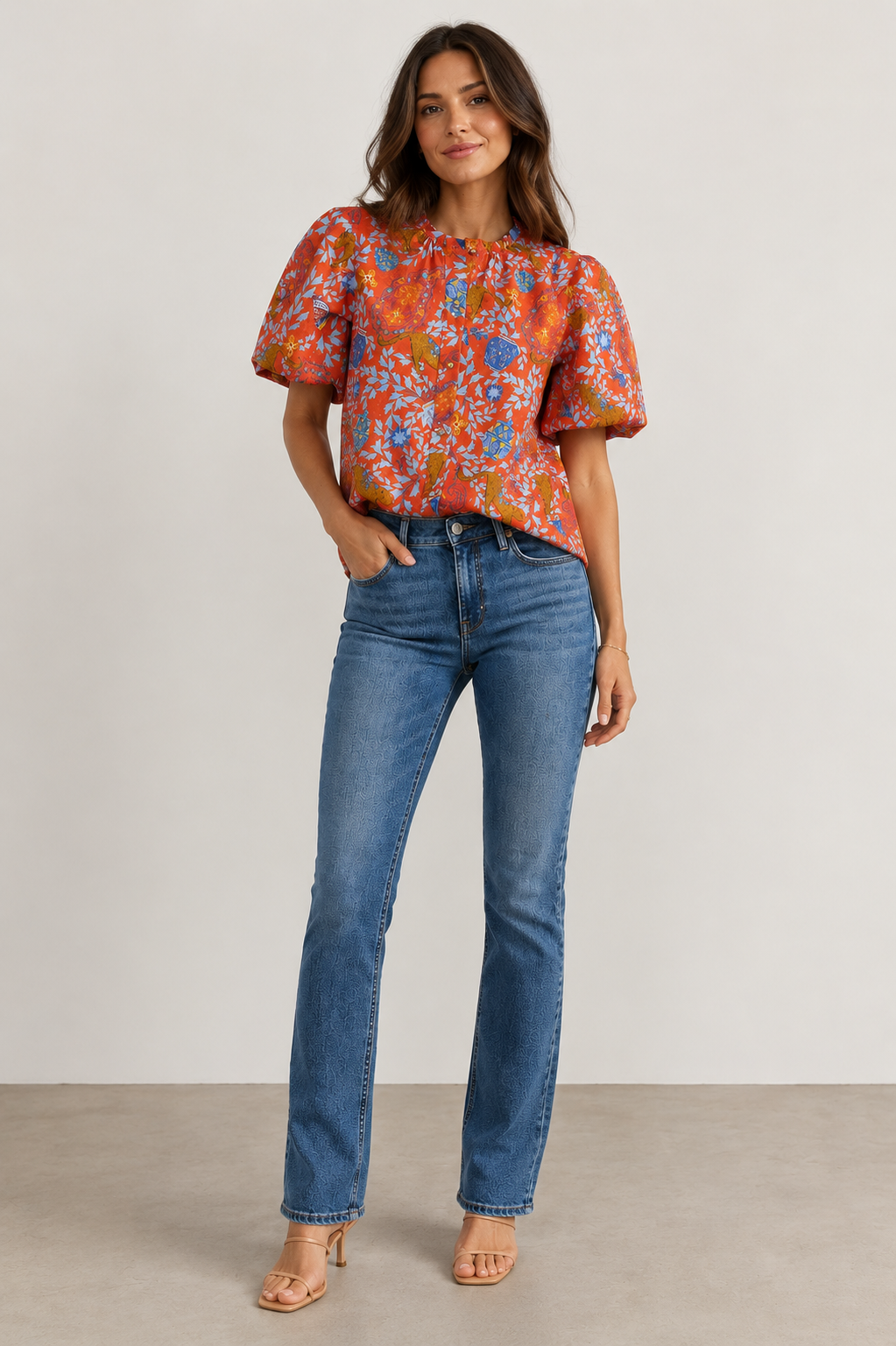 Dylan Printed Top in leopard raj by Double A