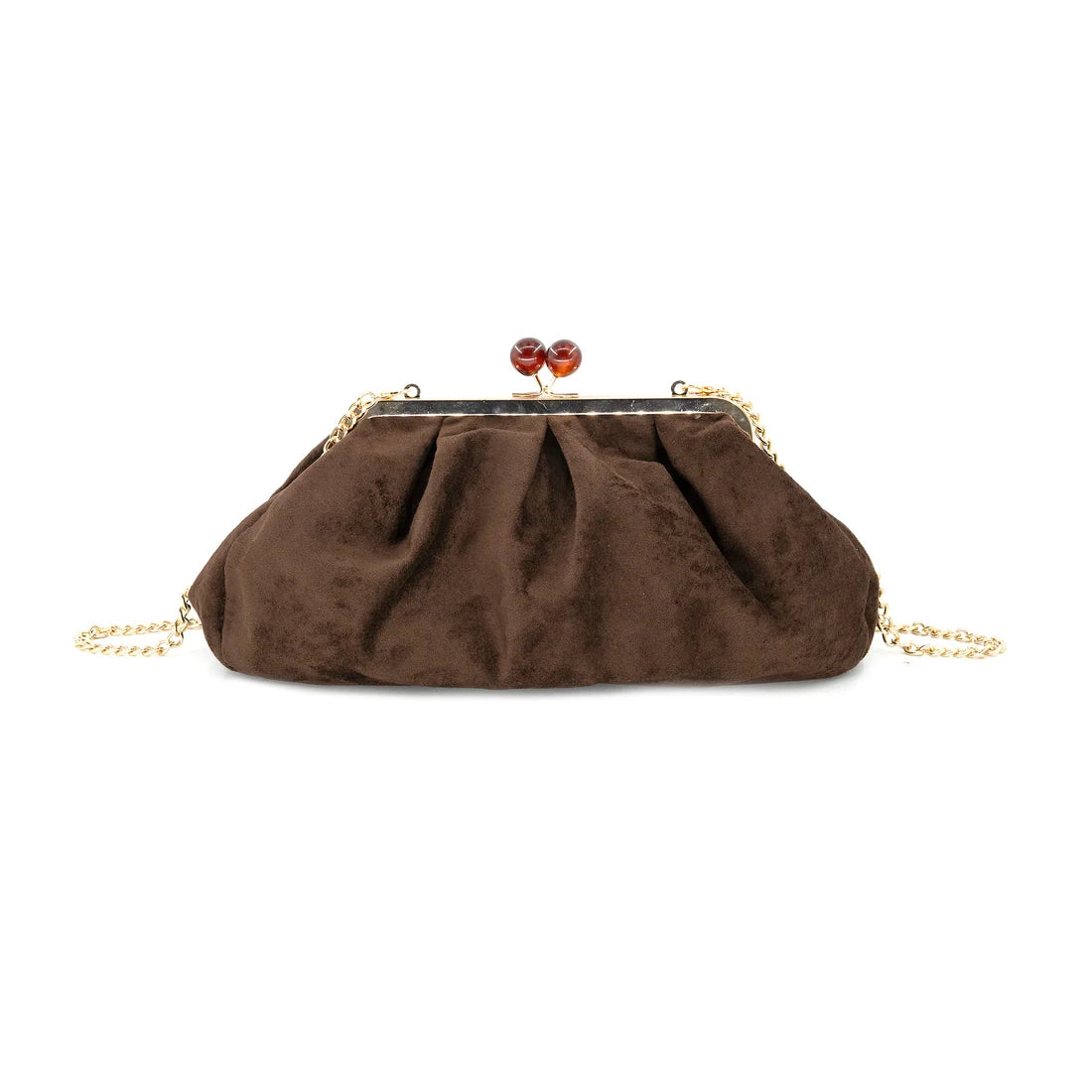 Aura Suede Clutch in chocolate by BC Bags
