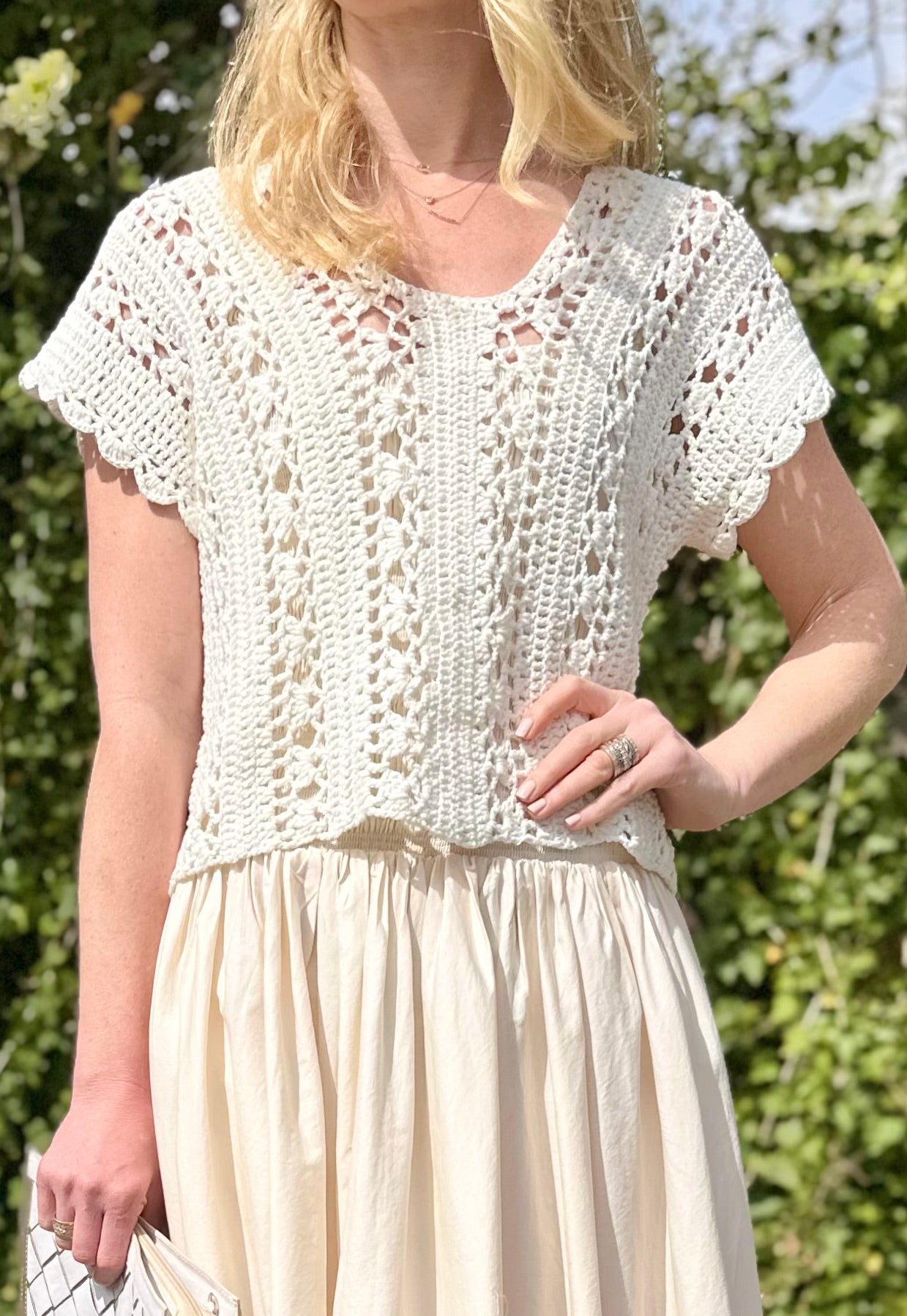Crochet Crop Top in white by Esqualo