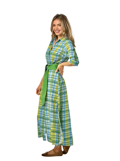 Eloise Maxi Dress in green mystic plaid by Beau & Ro