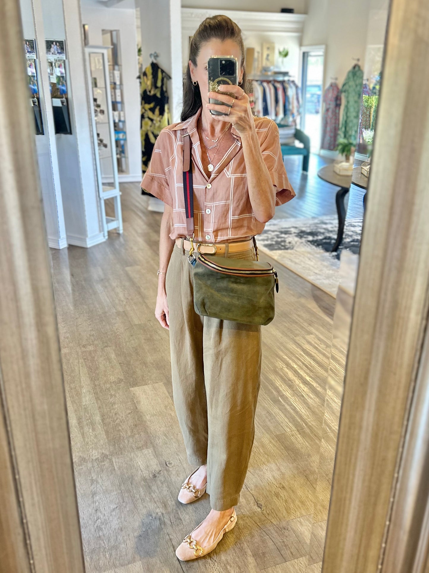 Mini Windbourne Crossbody in olive suede by Kempton