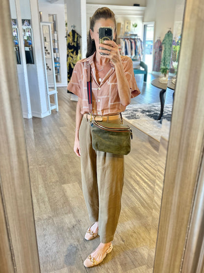 Mini Windbourne Crossbody in olive suede by Kempton