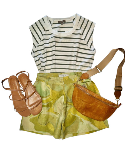 Rib Stripe Tee in sage stripe by Lilla P
