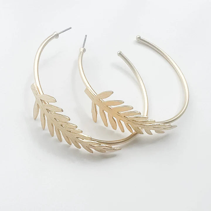The Chelsea Hoop with Leaf Earring in gold by Virtue