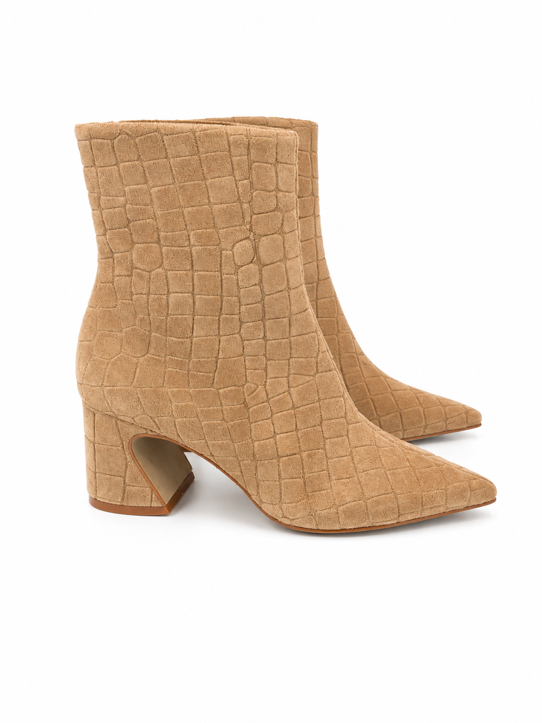 Etoile Leather Croco Suede Bootie in almond by Bruno Menegatti