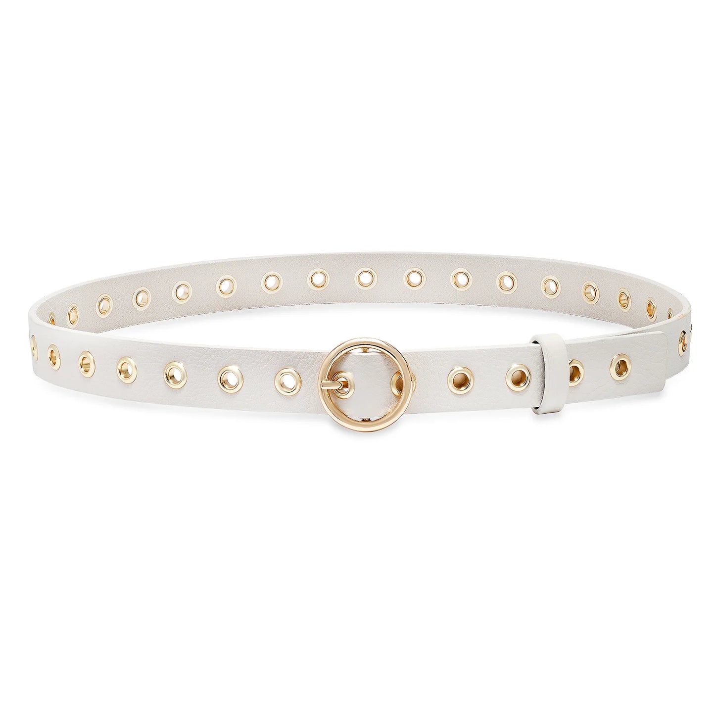 Rossmore Grommet Leather Belt in eggshell by Laurel & Gold