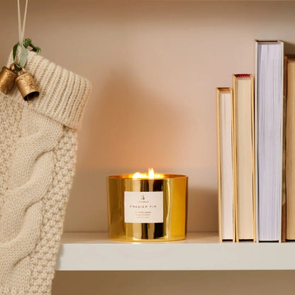 3-wick Gilded Gold Poured Candle in frasier fir by Thymes
