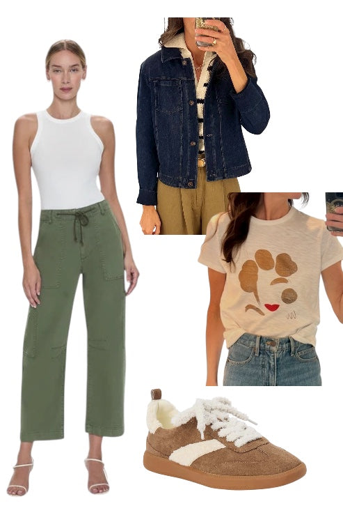 Sabrina Curved Utility pant in meadow by Pistola