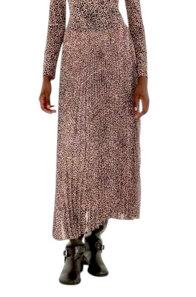 Baby Leopard Pleated Maxi Skirt in pink by Farm Rio
