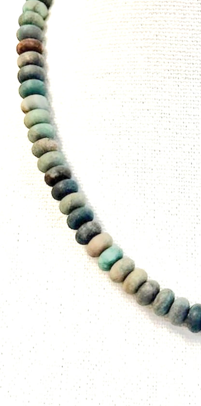Rondelle 18" Necklace with Small Swivel Clasp in matte green multi by Virtue