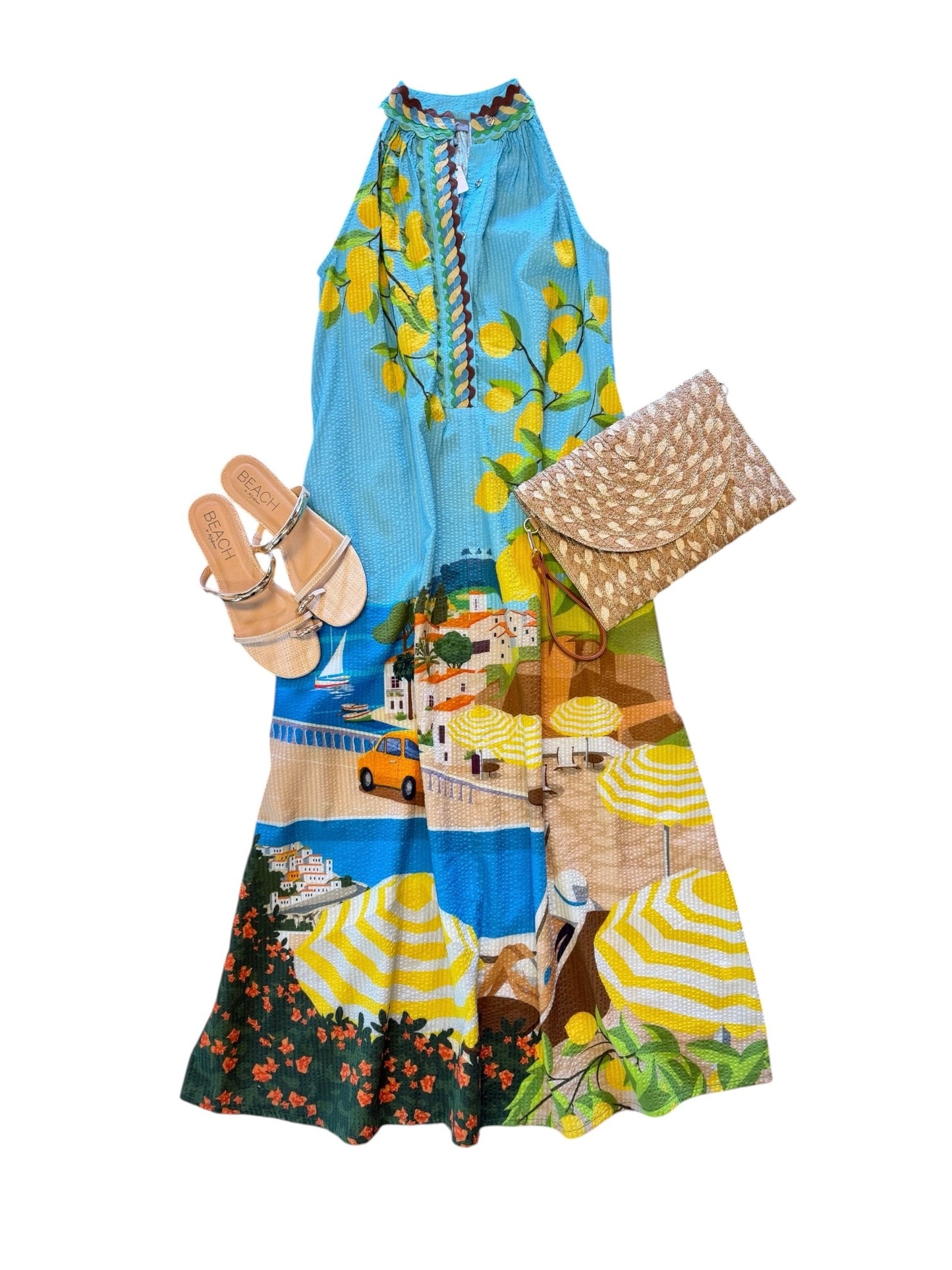 Livana Beach Scene Dress in multi by Conditions Apply