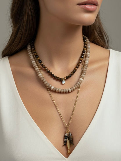 Bait Buddies Necklace in gold by Farrah B