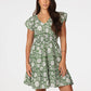 Day Printed Dress in green by Dylan
