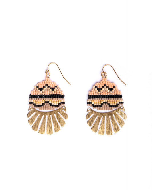 Beaded Handwoven Santa Fe Drops in peach/beige by Mayana