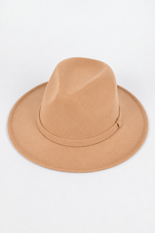 Faux Wool Fedora Hat in beige