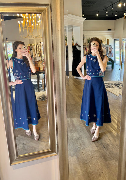Dafne Canvas Skirt in midnight by Louise Misha