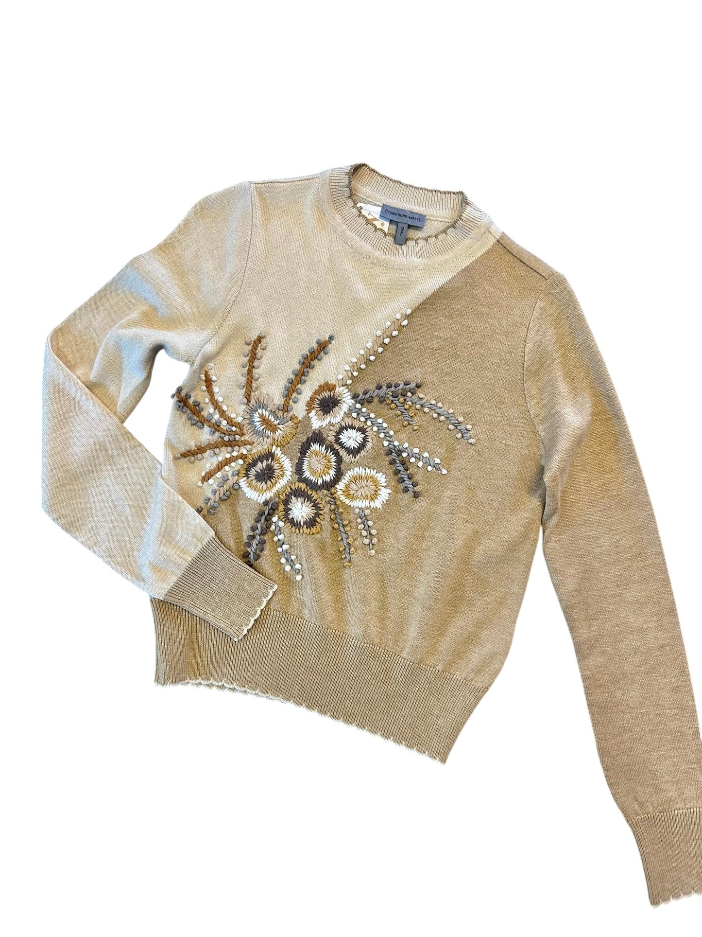 Ferrix Embroidered Sweater in ivory by Conditions Apply