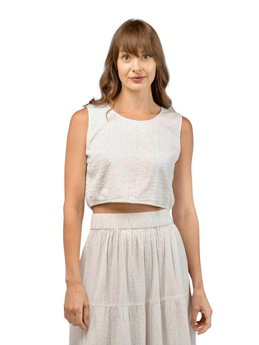 Beach Tank in white seersucker by Beau & Ro