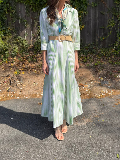 Alexa English Stripe Dress in green by Beau & Ro