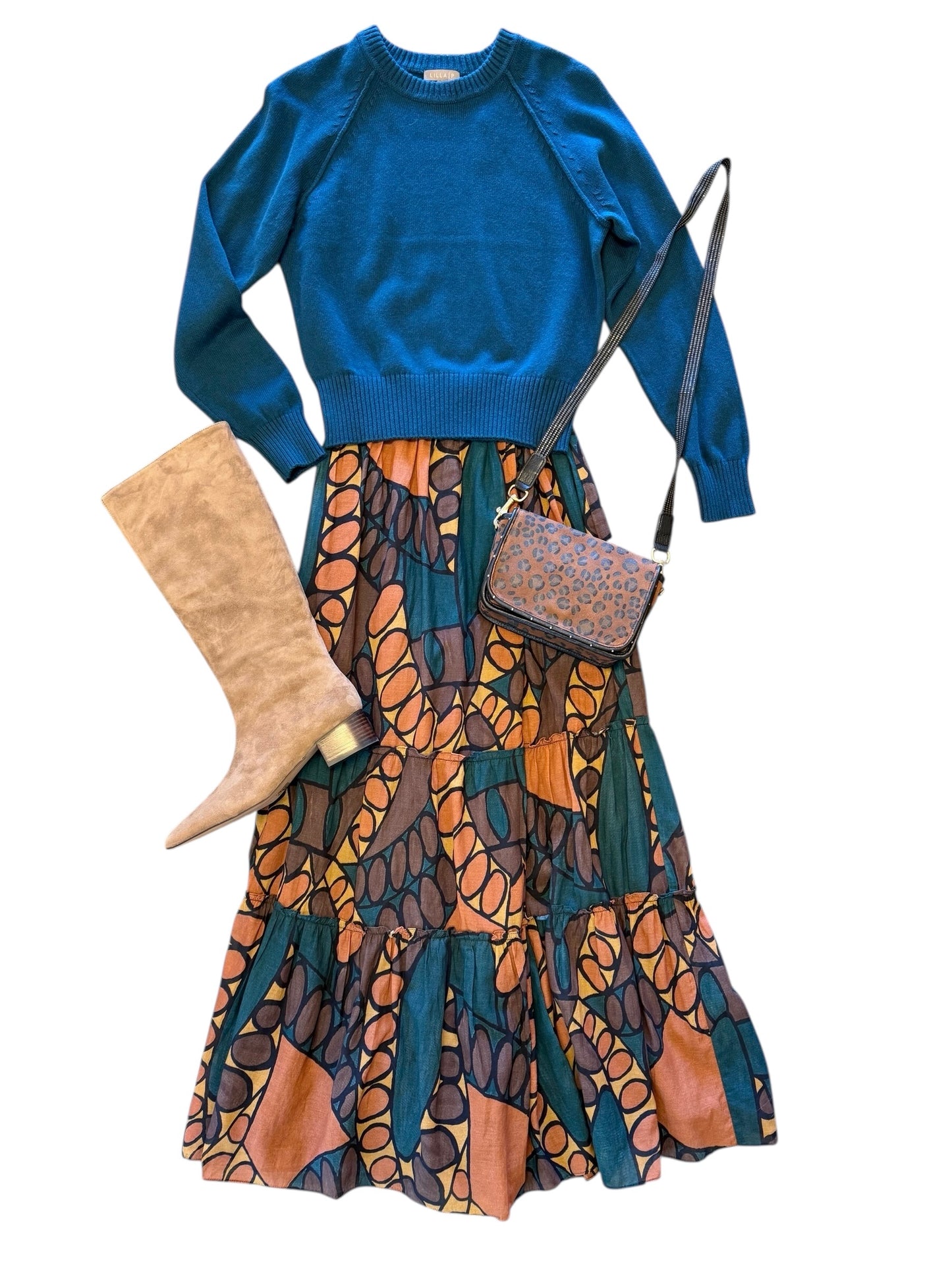 Kitty Ankle Skirt in dark saguaro by Cleobella