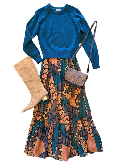 Kitty Ankle Skirt in dark saguaro by Cleobella