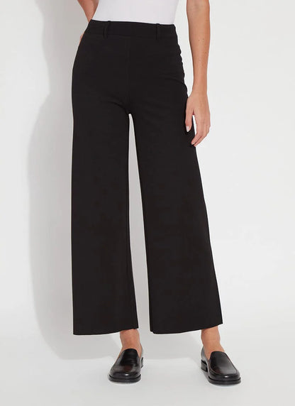 Erin Hi Waist Wide Leg Ponte Pant in black by Lysse