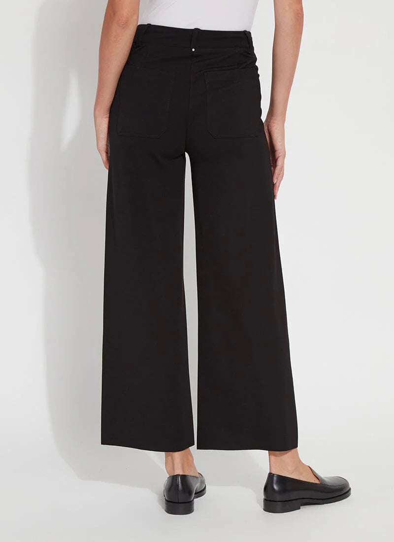 Erin Hi Waist Wide Leg Ponte Pant in black by Lysse