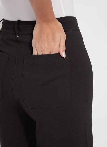 Erin Hi Waist Wide Leg Ponte Pant in black by Lysse