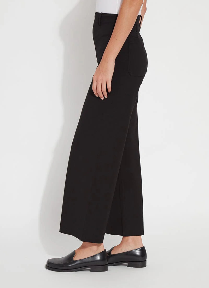 Erin Hi Waist Wide Leg Ponte Pant in black by Lysse