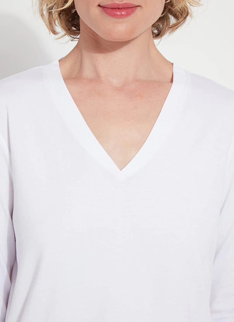 Eliana V-Neck Top in white by Lysse