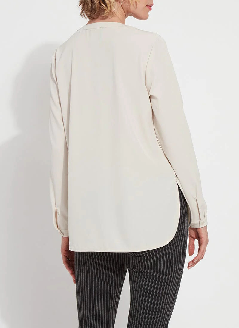 Aria Stretch Woven Top in oat by Lysse