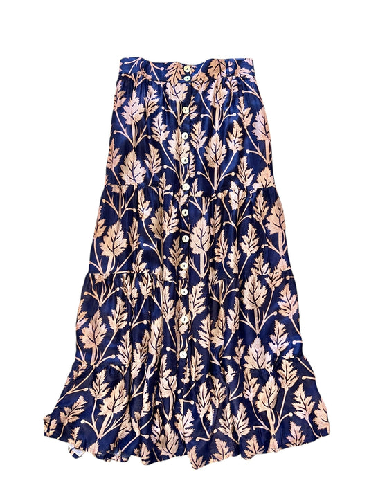 Promenade Maxi Skirt in navy leaves by La Plage