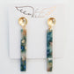 Acrylic Bar on Round Hammered Post Earring in blue ombre by Virtue