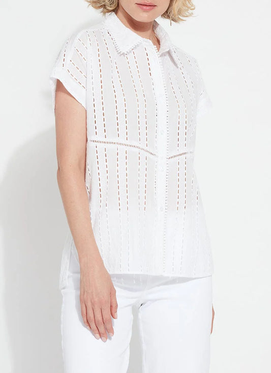Cornet Cotton Eyelet Top in white by Lysse