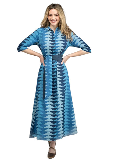Eloise Bagru Triangle Maxi Dress in fall blue by Beau & Ro