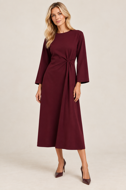 Gracie Twist Jersey Dress in dark plum by White Stuff