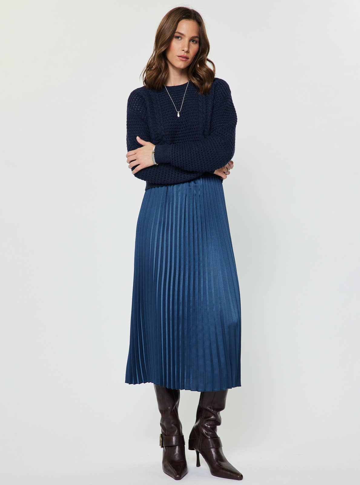 Sweater Dress Set in navy by Current Air