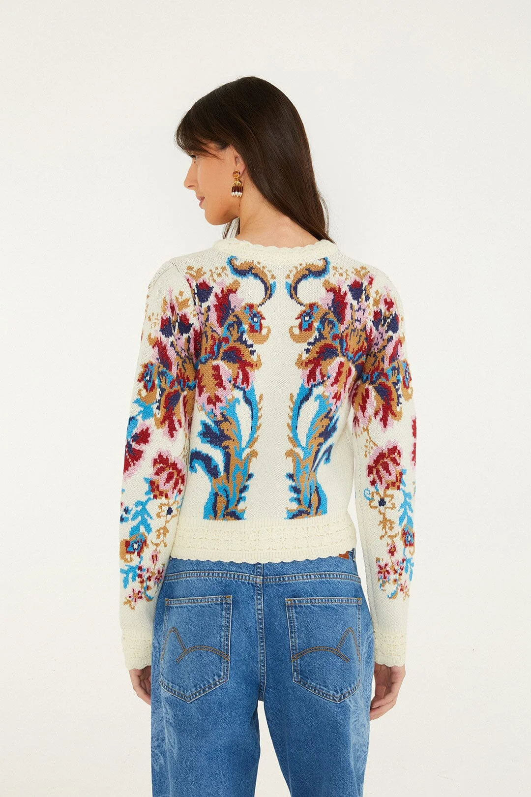 Arabesque Knit Sweater in off white by Farm Rio