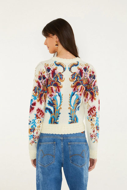 Arabesque Knit Sweater in off white by Farm Rio