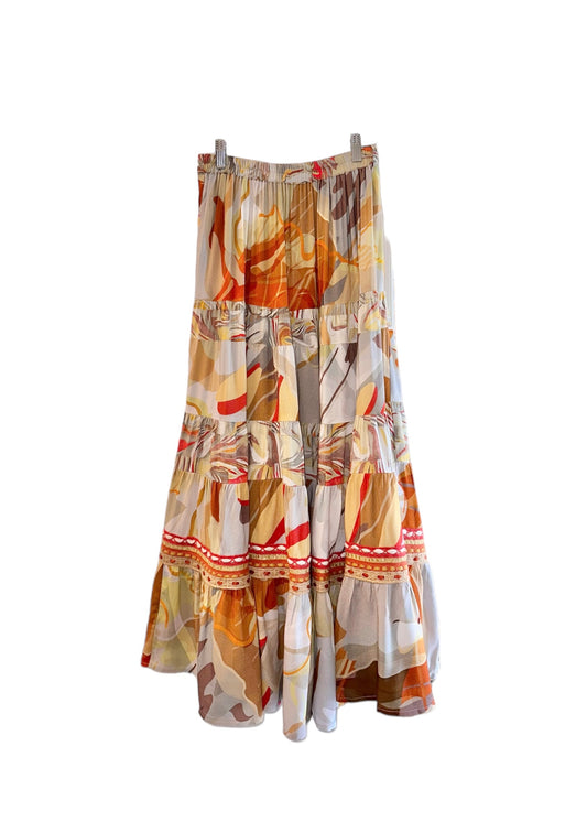 Jolisa Printed Tiered Maxi Skirt in multi by Conditions Apply