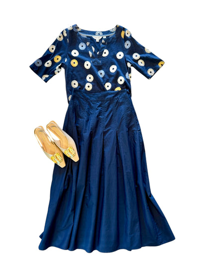 Weaver Notch Neck Top in navy print by White Stuff