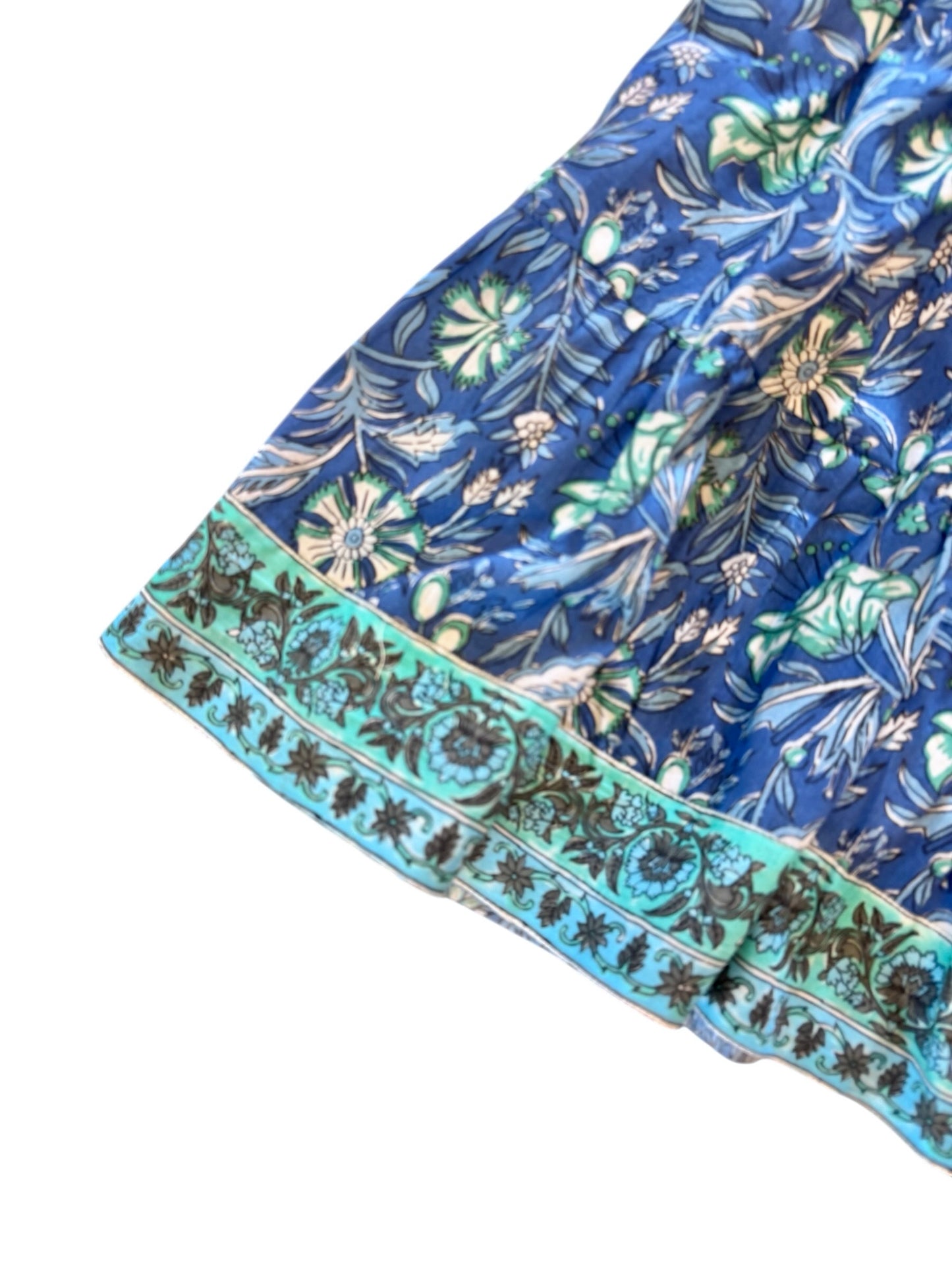 Alison Shortsleeve Floral Block Print Dress in blue/turquoise by La Plage