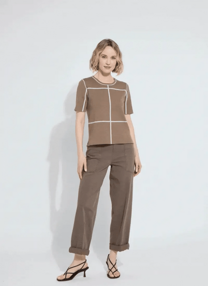 Odessa Reversible Knit Short Sleeve Tee in light grey melange/subtle green by Lysse