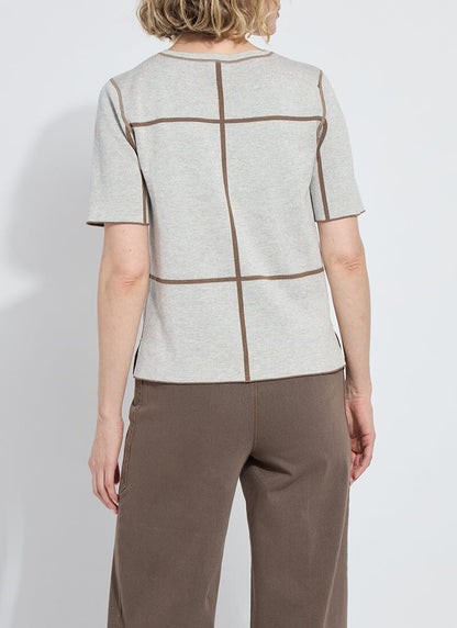 Odessa Reversible Knit Short Sleeve Tee in light grey melange/subtle green by Lysse