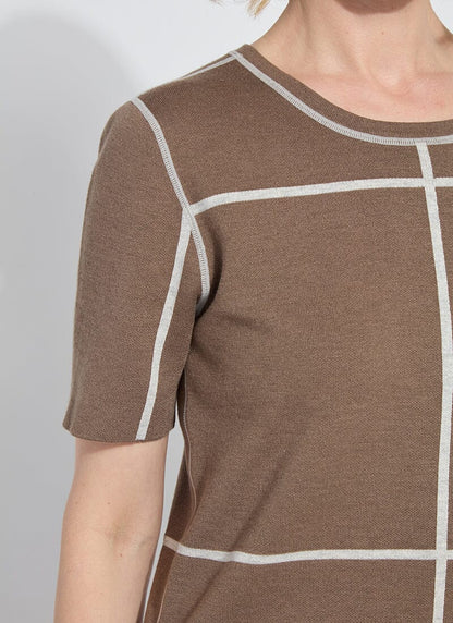 Odessa Reversible Knit Short Sleeve Tee in light grey melange/subtle green by Lysse