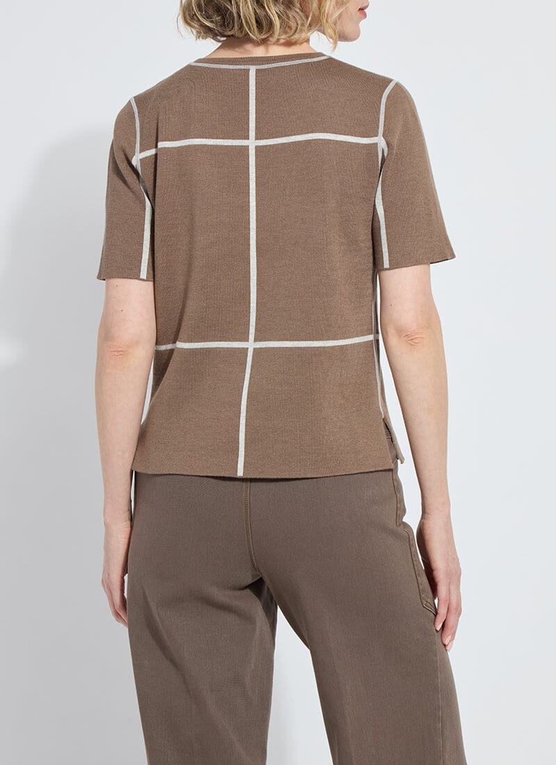 Odessa Reversible Knit Short Sleeve Tee in light grey melange/subtle green by Lysse