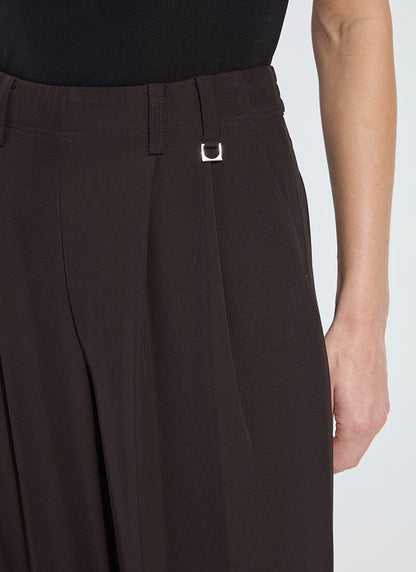 Darcy Pleated Wide Leg Trouser in double espresso by Lysse